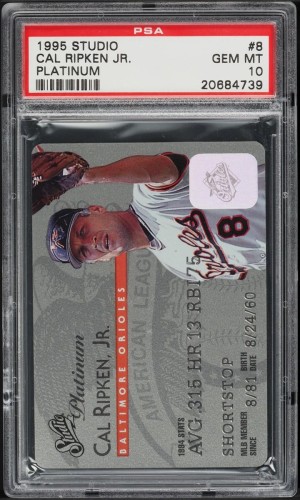 1995 Studio Platinum Cal Ripken Jr #8 Orioles PSA 10 GEM MINT Rare Card 8/25