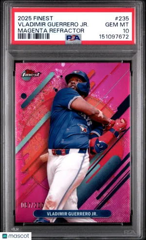 2025 Topps Finest Vladimir Guerrero JR. #235 Magenta Refractor /200 PSA 10 front