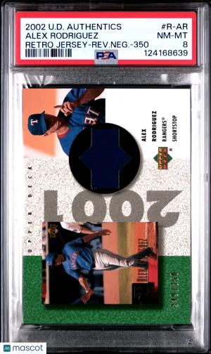 2002 UD Authentics Retro Jersey Alex Rodriguez #R-AR Rev. Neg. 350 /350 PSA 8