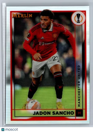 Jadon Sancho Refractor #101 2022-23 Topps Merlin Chrome UEFA Club Competitions Soccer Card