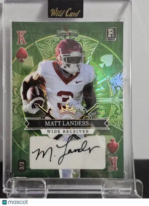 2023 Wild Card Matt Landers SD-MLA Green Refractor Rookie Auto Leaf Serial # Football Card