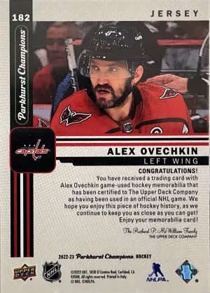 Alex Ovechkin Parkhurst Game Used Jersey back