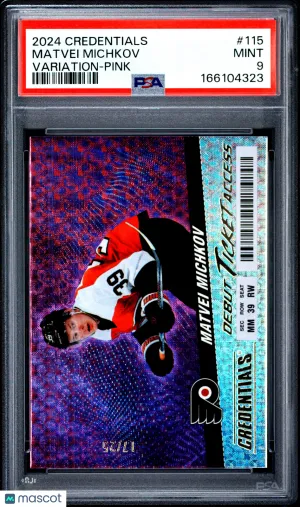 2024/25 Upper Deck Credentials Matvei Michkov Variation Pink Rookie 17/25 PSA 9