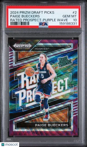 2024 Panini Prizm Draft Picks Paige Bueckers #2 Purple Wave PSA 10 front