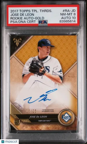 2017 Topps Triple Threads Baseball Jose De Leon #RA-JD Gold Auto /25 RC PSA 8