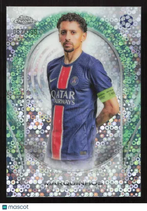2024-25 Topps UEFA Club Competitions Marquinhos #USC-42 Ultimate Stage Chrome Neon Green Refractor SN
