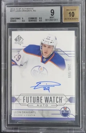 2014 SP AUTHENTIC #277 LEON DRAISAITL FUTURE WATCH AUTO RC ROOKIE /999 BGS 9