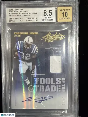 2013 Absolute Tools of the Trade Material Autographs Shoes Prime Edgerrin James #6 /10 BGS 8.5 Auto 10 front
