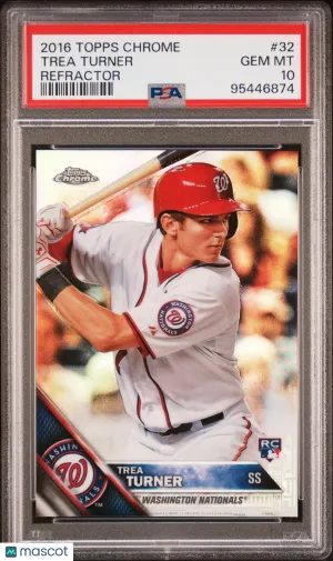 2016 Topps Chrome Trea Turner Refractor Rookie #32 PSA 10 Washington Nationals