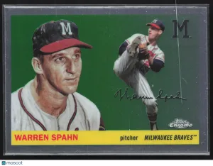 2025 Topps Chrome Warren Spahn #353 Green Refractor