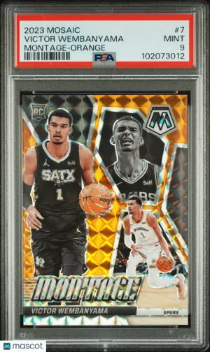 Victor Wembanyama 2023 Panini Mosaic Montage #7 Orange Rookie 47/49 PSA 9