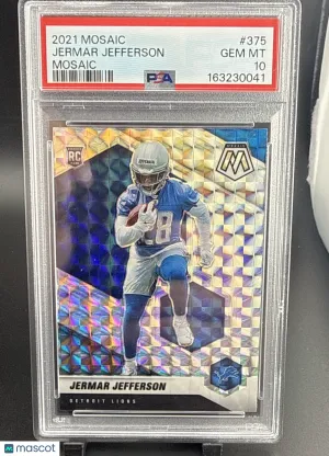 2021 Panini Mosaic Jermar Jefferson #375 Silver Prizm Parallel/Variety Rookie Base Set PSA 10