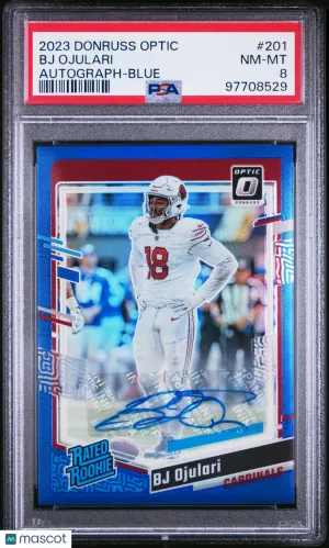 2023 Panini Donruss Optic BJ Ojulari Autograph Blue /99 Rated Rookie PSA 8