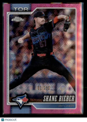 2026 Topps Chrome Logofractor Edition Shane Bieber #21 Pink RefractorLogofractor SN