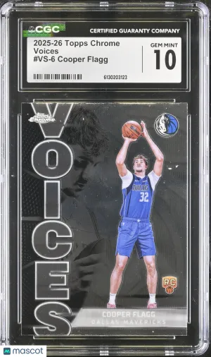 2025-26 Topps Chrome Cooper Flagg Rookie Voices #VS-6 CGC 10 Dallas Mavericks