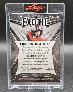 2022 Leaf Exotic Snake Skin Prismatic #BA-AS1 Austin Stogner Auto /9 SSP back