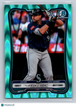 2025 Bowman Chrome Cal Raleigh #86 Aqua RayWave 115/199 Seattle Mariners