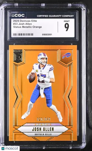 2025 Donruss Elite Josh Allen Status Metallic Orange /849 #33 CGC 9 Buffalo Bills