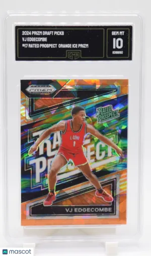 2024 Panini Prizm Draft Picks Vj Edgecombe #17 Orange Ice Parallel/Variety Rookie Insert GMA 10 Panini Authentic