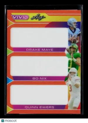 2023 Leaf Vivid Football Bo Nix Quinn Ewers Drake Maye Unsigned Proof