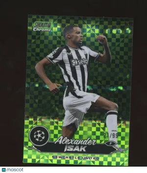 Alexander Isak 2023 Topps Stadium Club Chrome UEFA #64 Neon Green X-Fractor 21/99 Newcastle United