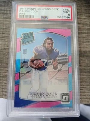 2017 Panini Donruss Optic Dalvin Cook Pink Rated Rookie PSA 9