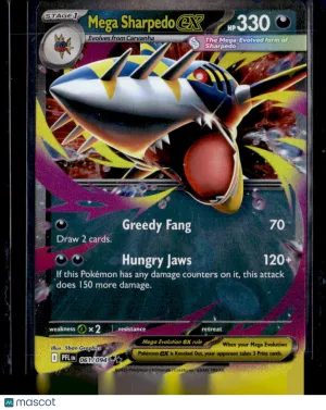 2025 Mega Evolution Phantasmal Flames Mega Sharpedo EX Holo Double Rare RR 61/94