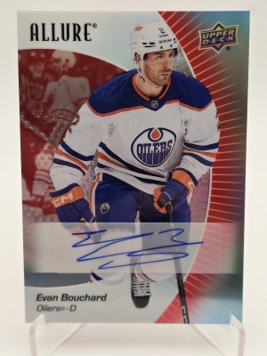 2023-24 Upper Deck Allure Evan Bouchard #47 Red Rainbow Auto Edmonton Oilers