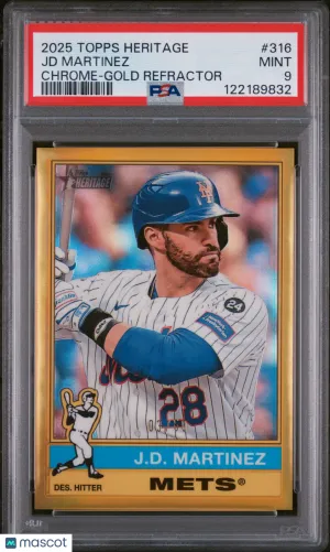 2025 Topps Heritage JD Martinez #316 Chrome Gold Refractor PSA 9 3/50 front