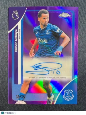 2026 Topps Chrome Premier League Auto Iliman Ndiaye #CA-IN Purple Refractor /75 Short Print Everton