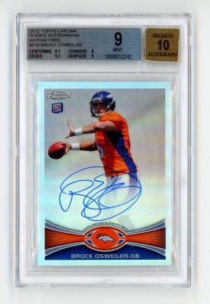 2012 Topps Chrome BROCK OSWEILER Rookie Card RC AUTO AUTOGRAPH REFRACTOR #/178 - GRADED BGS 9/10 Denver Broncos #210