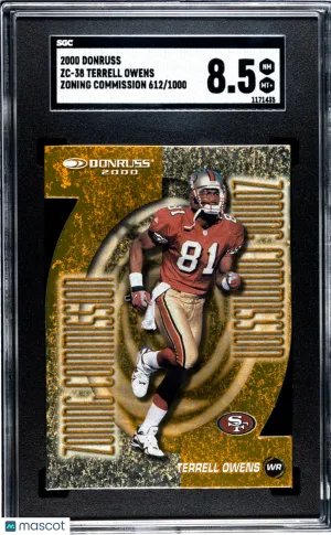 2000 Donruss Terrell Owens Zoning Commission 1000 612/1000 #ZC-38 SGC 8.5 San Francisco 49ers front