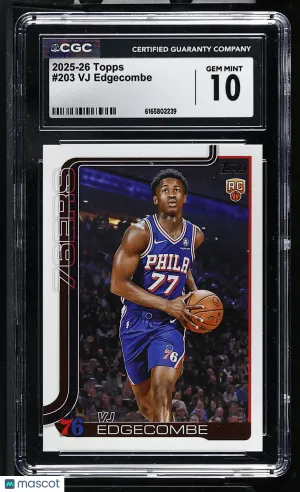 2025-26 Topps VJ Edgecombe Rookie #203 CGC 10 Philadelphia 76ers