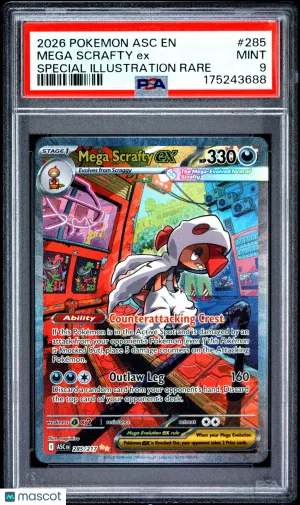 2026 Pokemon Asc EN-Ascended Heroes Mega Scrafty EX #285 Special Illustration Rare PSA 9