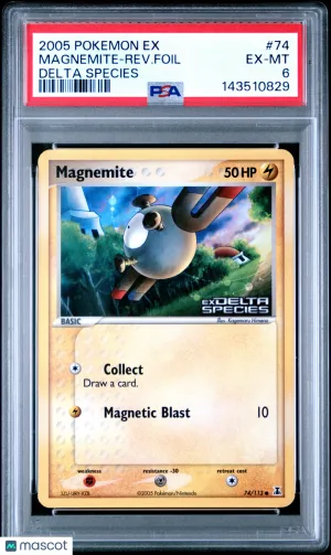 2005 Pokemon EX Delta Species Magnemite-Rev. Foil Delta Species #74 PSA 6