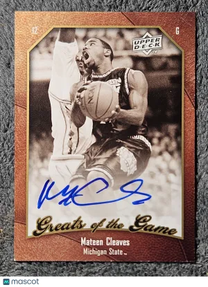 2010 Upper Deck Greats of the Game Mateen Cleaves #85 Auto Michigan State Spartans Basketball Card