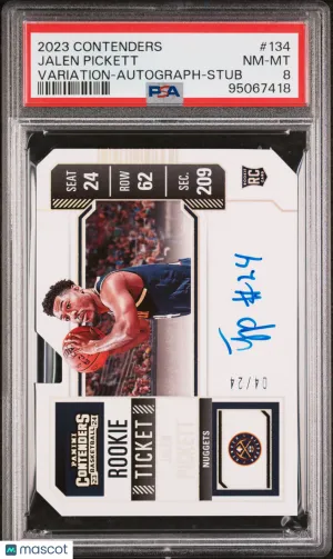 2023 Panini Contenders Jalen Pickett Variation Autograph Stub 04/24 PSA 8