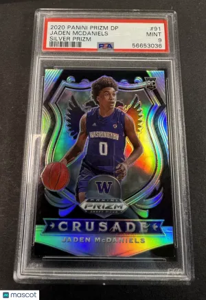 2020 Panini Prizm Jaden McDaniels #91 Silver Prizm Parallel/Variety Rookie Insert PSA 9
