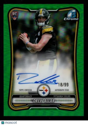 Drew Allar 2026 Bowman Chrome #BCRA-DA Green Refractor /99 RC Auto Steelers