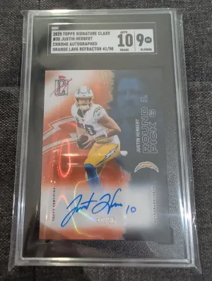 2025 Topps Signature Series Football - Justin Herbert - Orange On Card Auto /50