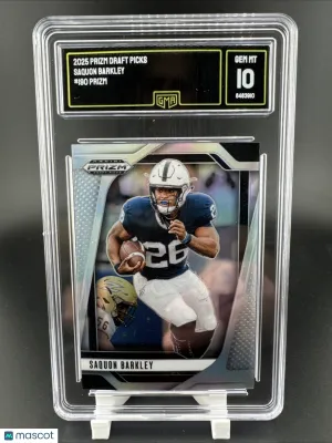 Graded 2025 Panini Prizm Draft Picks Football Card Saquon Barkley Penn State #190 Prizm GMA 10