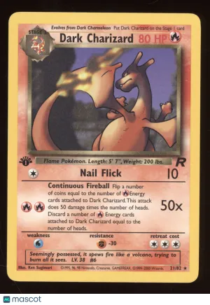 2000 Team Rocket Dark Charizard 1st Edition Rare #21/82