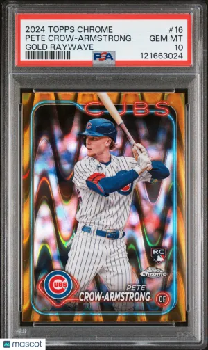 2024 Topps Chrome Pete Crow-Armstrong #16 Gold Raywave /50 PSA 10 POP 3