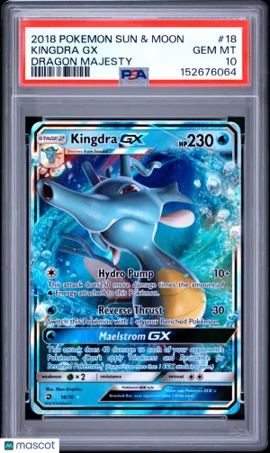 2018 Pokemon Sun & Moon Dragon Majesty Kingdra GX Dragon Majesty #18 PSA 10