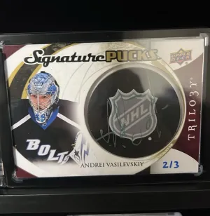 SET OF 3 - Andrei Vasilevsky Signature Pucks front