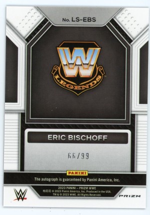 2023 Panini Prizm WWE Eric Bischoff Legendary Signatures Prizm Red 66/99 #LS-EBS back