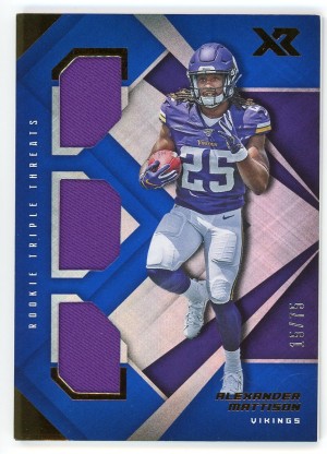 2019 Panini XR Alexander Mattison Rookie Triple Threats Materials Blue 15/75 #RTM-34