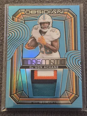 2024 Panini Obsidian De'von Achane Magmatic 4 Color Patch 12/25 front