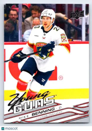 2026 Upper Deck Series 1 Hockey Mike Benning #241 Young Guns Rookie