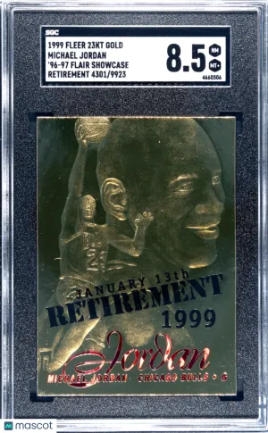 1999 Fleer 23kt Gold Michael Jordan '96-97' Flair 4301/9923 SGC 8.5 front